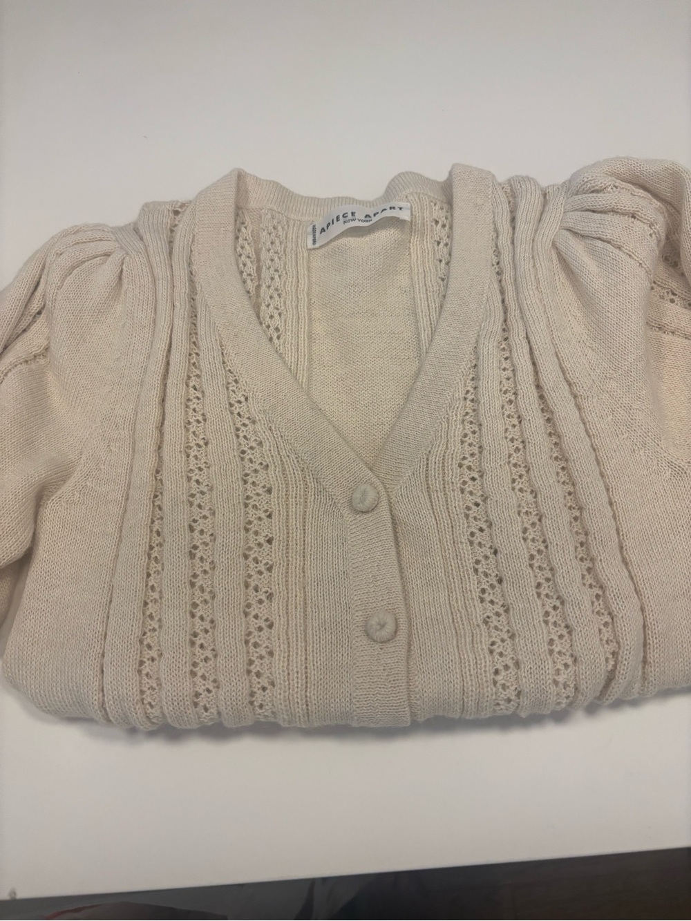 Apiece Apart! Gorgeous and unique! Soft Knit Cream Cardigan Sweater! S//M!